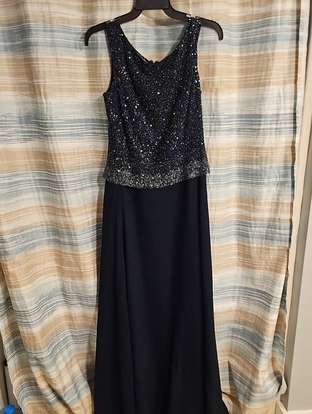 J Kara Navy Beaded Maxi Dress